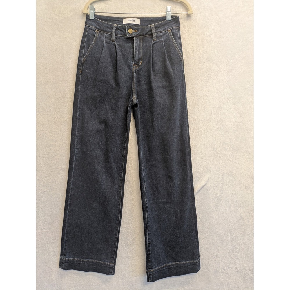 Mica Los Angeles Wide Leg Crop Jeans Women's Size 25‎ Dark Wash Denim